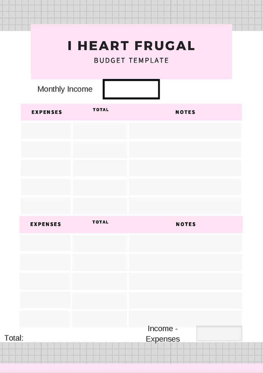 Budget Template - I Heart Frugal