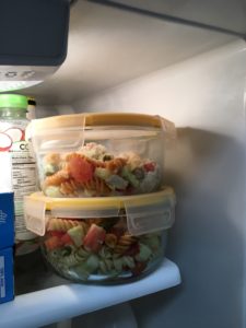 Store your pasta chicken cucumber salad for leftovers