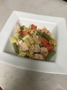 Ready to eat your pasta chicken cucumber salad