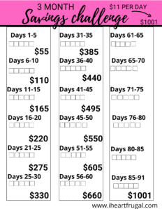 Save 1000 In 30 Days Challenge