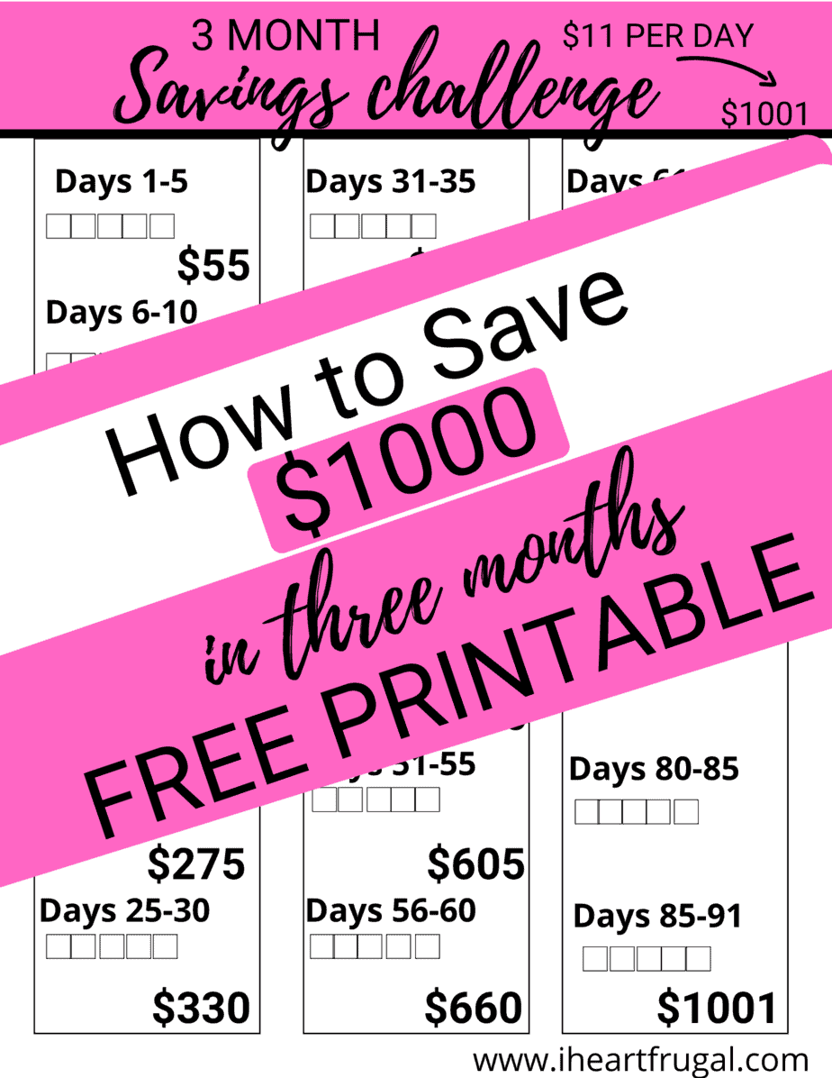 How to Save $18 in Three Months with Printable - I Heart Frugal