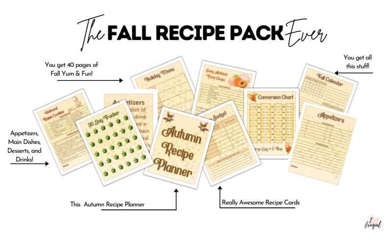 Autumn Recipe Pack - 40 page pdf with fall recipes, dividers, seating chart, budget, meal plan and more!