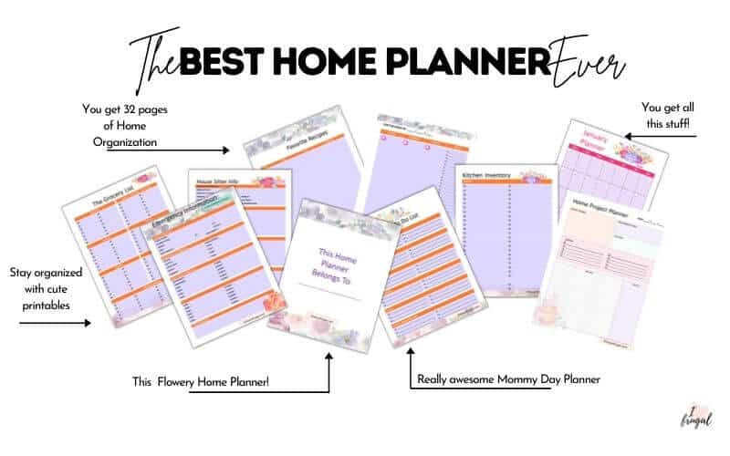 Flowery Home Planner,- Be more organized at home, mama! Emergency numbers, meal plan, to-do list, day planner, notes, undated calendar, and much more!